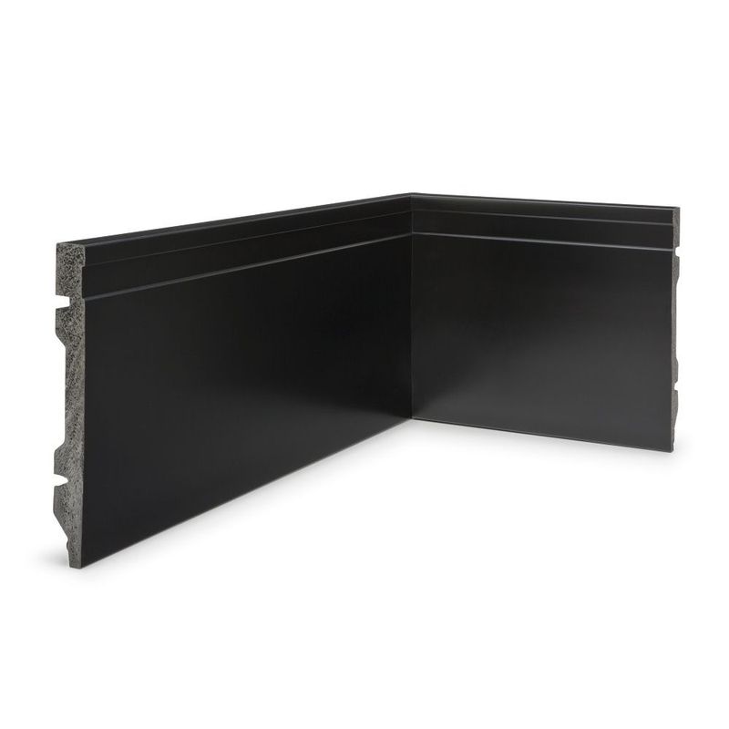 Rodapé Poliestireno Preto Frisado 15x1,5x240cm