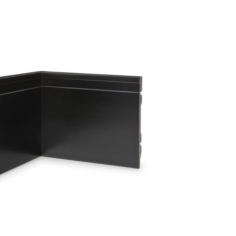 Rodapé Poliestireno Preto Frisado 15x1,5x240cm
