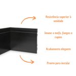 Rodapé Poliestireno Preto Frisado 15x1,5x240cm