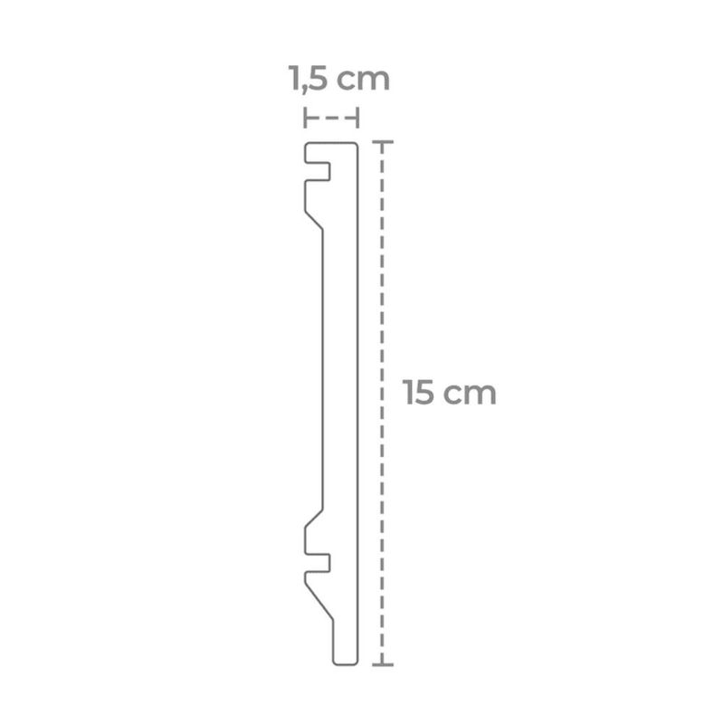 Rodapé Poliestireno Preto Frisado 15x1,5x240cm
