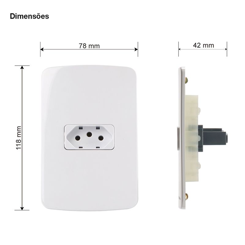 Conjunto Tomada 2P+T 10A/250V 4x2 Branco Linha B3