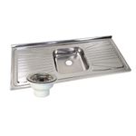 Pia para Cozinha  Aço Inox S400 c/Válvula 120x52cm com Cuba Central