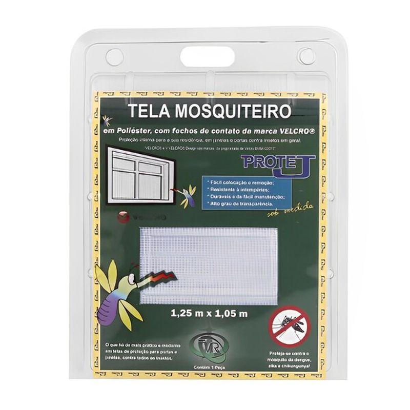 Kit Tela Mosquiteira com Velcro 1,25x1,05m Branca