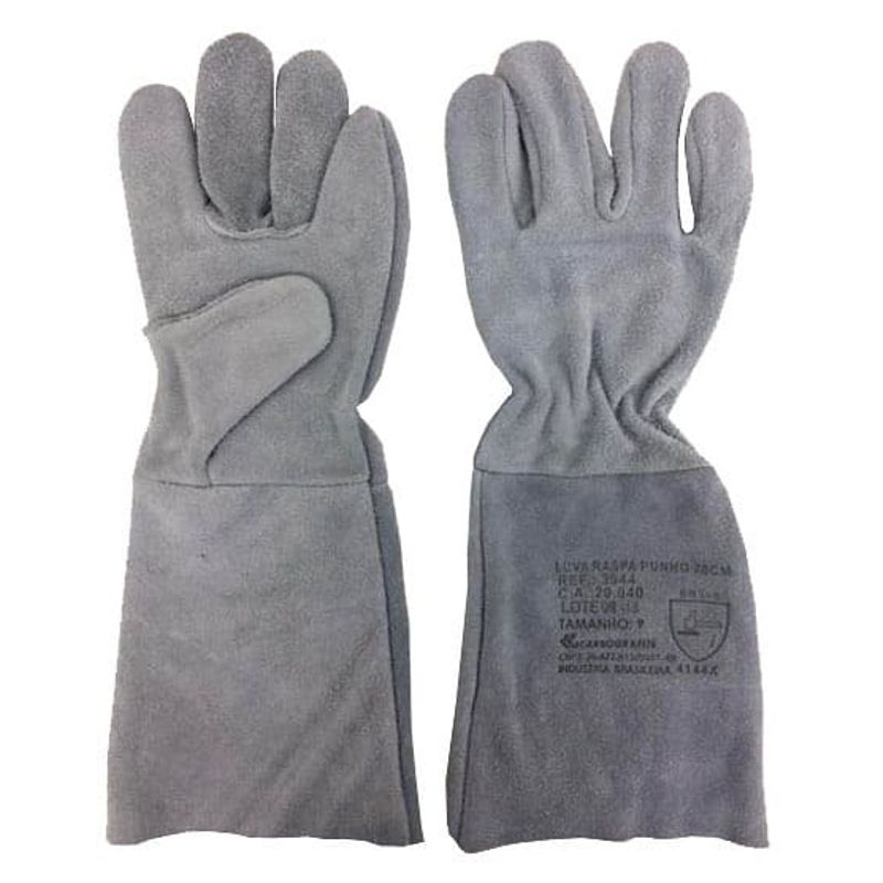 Luva Raspa Punho 20cm Cinza Tam 9 Ca 20040 Carbografite