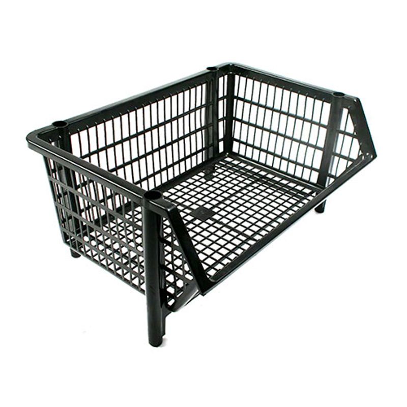 Cesto Organizador Empilhável Médio Vazado 55L até 11,1KG Preto