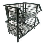 Cesto Organizador Empilhável Médio Vazado 55L até 11,1KG Preto