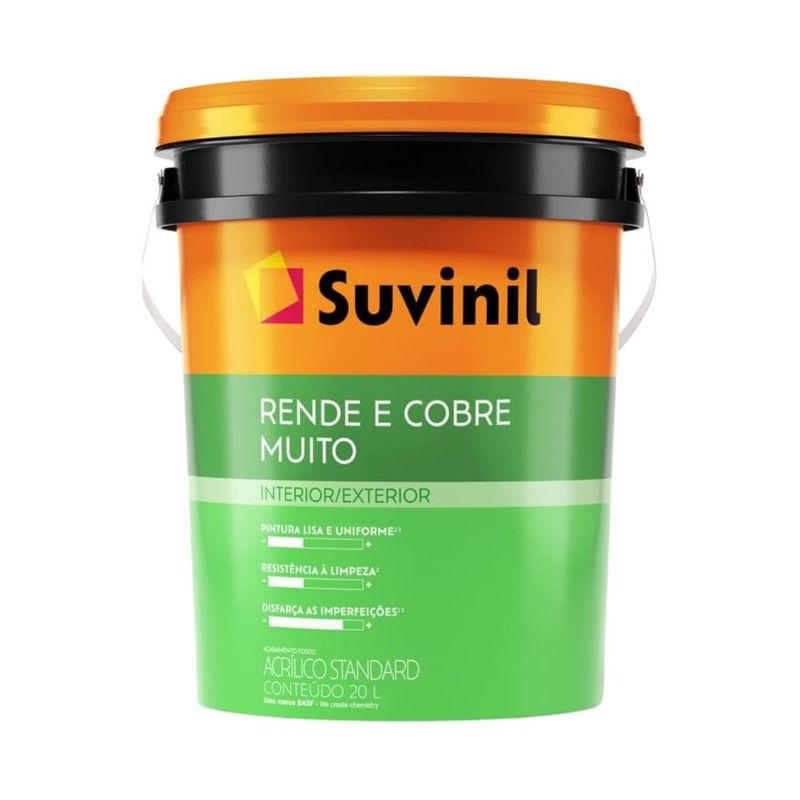 Tinta Standard Acrílica Fosco Rende e Cobre Branco 20L Suvinil