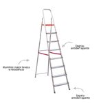 Escada Multiuso de Alumínio 8 Degraus 2,32m até 120Kg