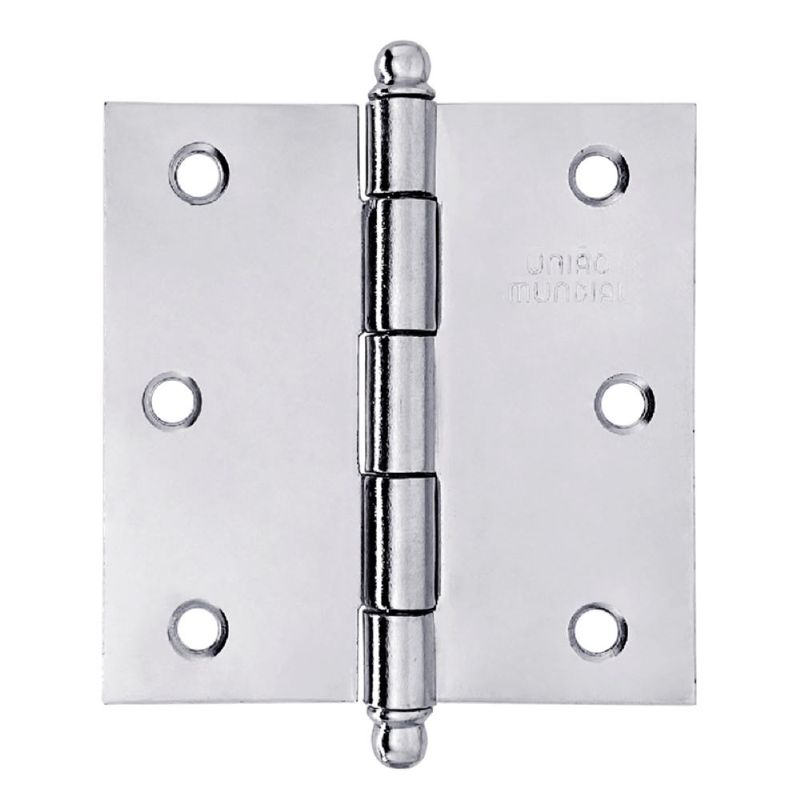 Dobradiça Pino Bola sem Anel 3"X3" até 24Kg Cromada 03 Peças