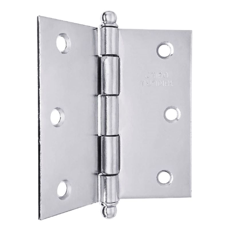 Dobradiça Pino Bola sem Anel 3"X3" até 24Kg Cromada 03 Peças