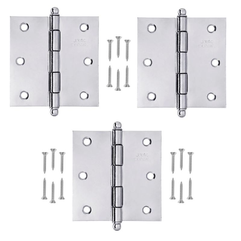 Dobradiça Pino Bola sem Anel 3"X3" até 24Kg Cromada 03 Peças