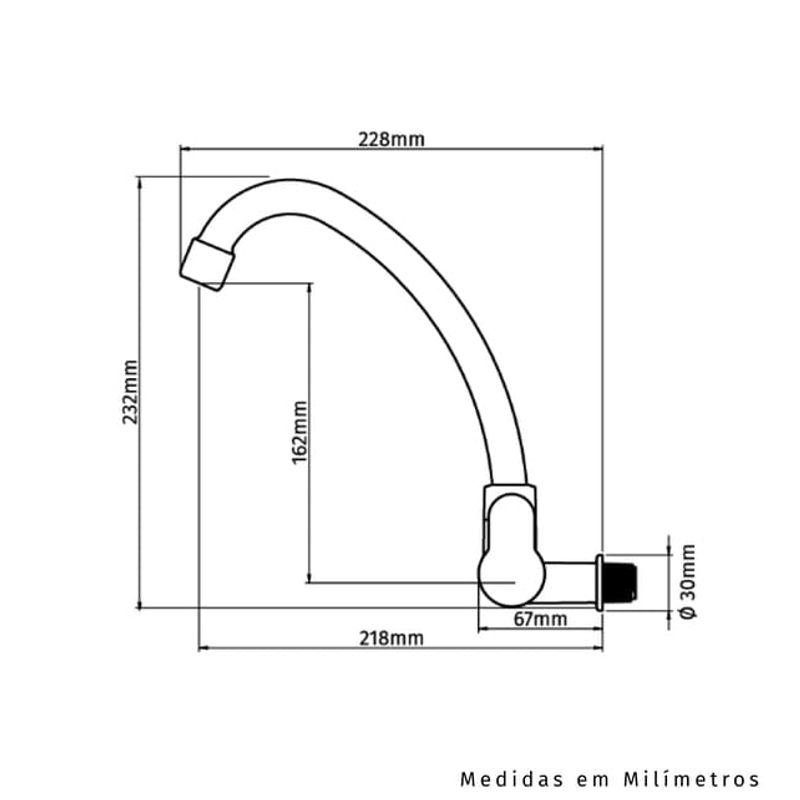 Torneira para Cozinha Parede 1/4V Bica Alta Branco/Cromado Tivoli