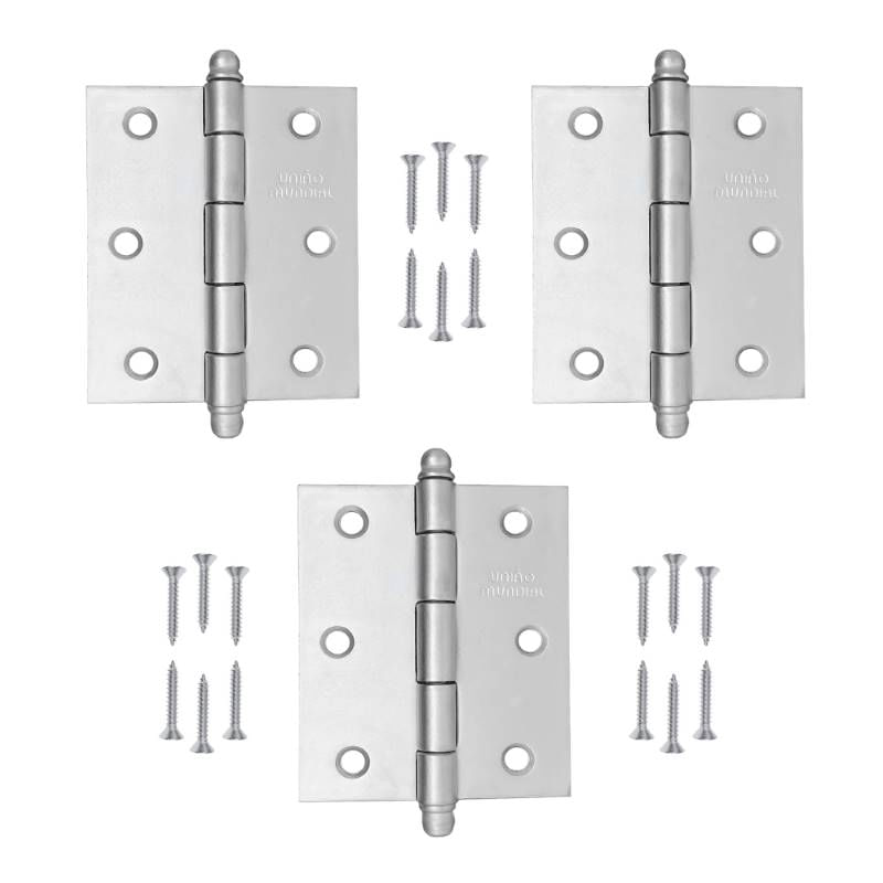 Dobradiça Pino Bola sem Anel 3"X2.1/2" até 24Kg Acetinada 03 Peças