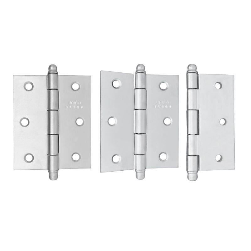 Dobradiça Pino Bola sem Anel 3"X2.1/2" até 24Kg Acetinada 03 Peças