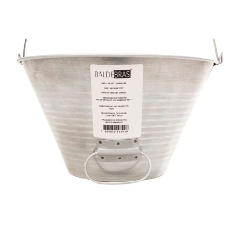 Balde Metálico Galvanizado 10L Baldebras