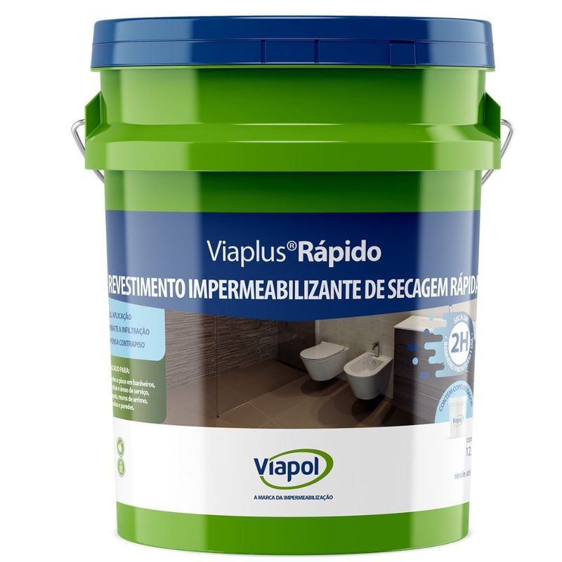 Impermeabilizante Viaplus Rapido 12,5kg Viapol Cozinhas e Banheiros