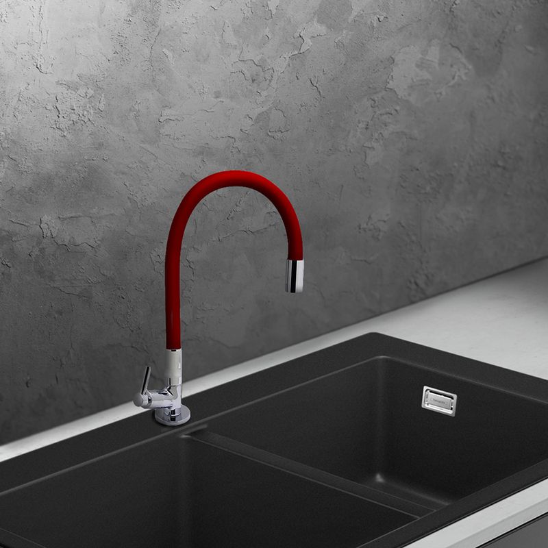 Torneira para Cozinha Parede 1/4V Bica Média Vermelho Fit Color 1168