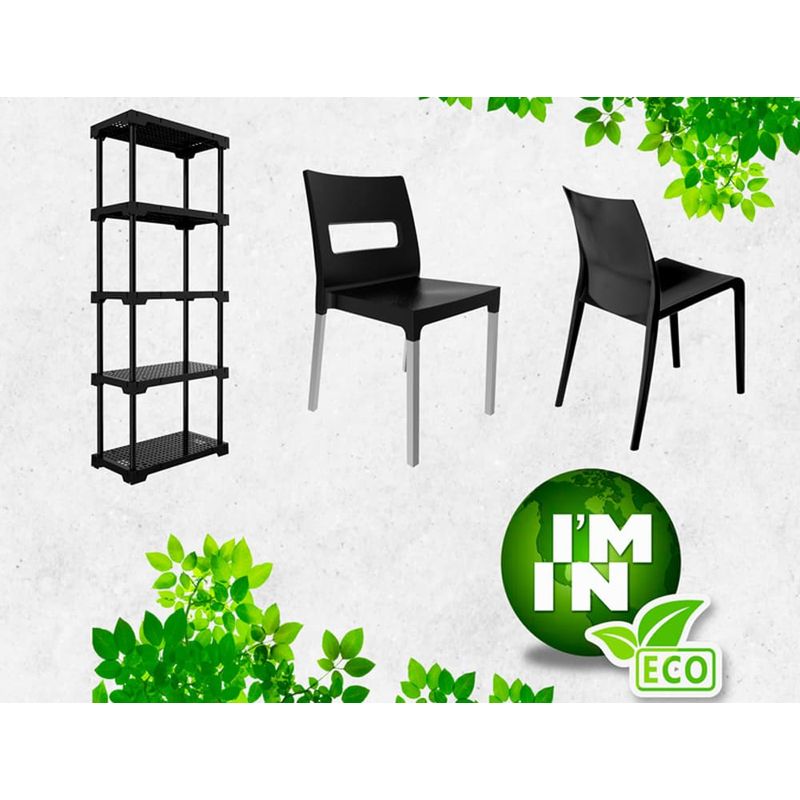 Estante Plástica Poly Eco5 - 5 Prateleiras Preto 70x35x167cm