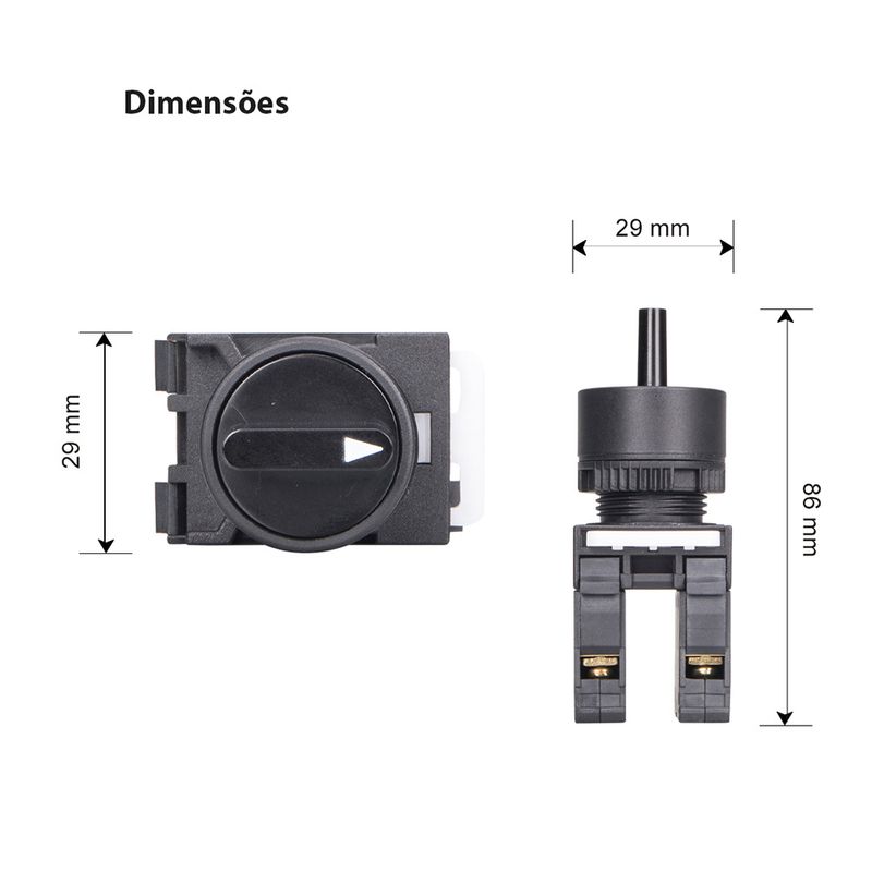Comutador Rotativo Liga com Pulsador/Desliga/Liga com Pulsador 2NA