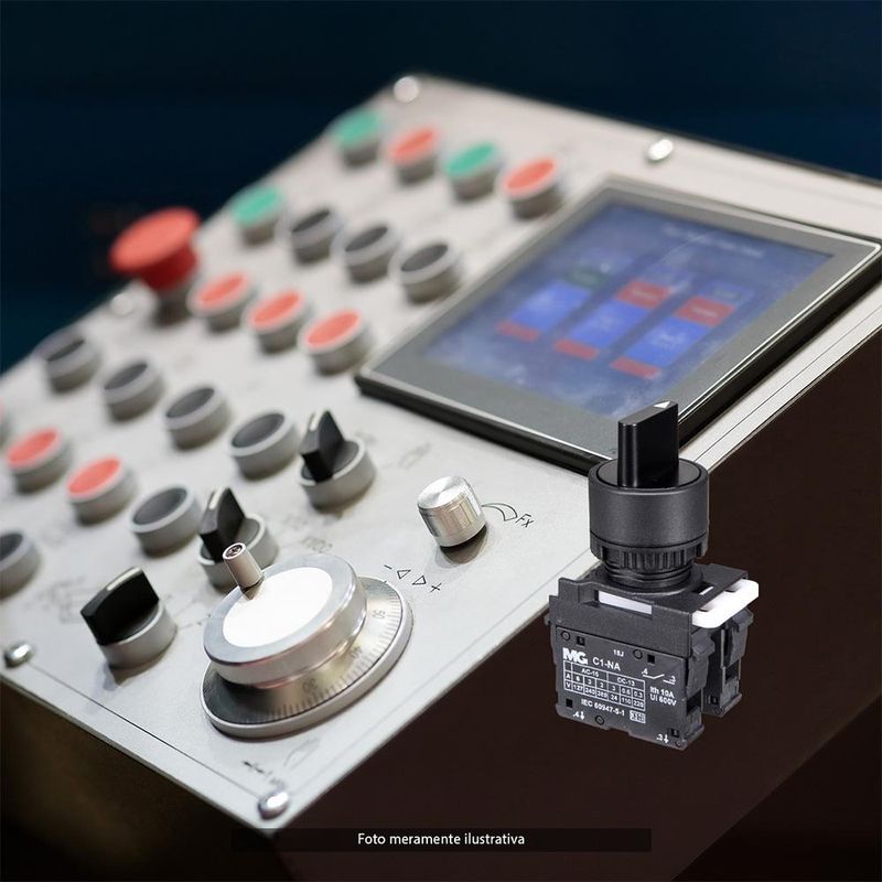 Comutador Rotativo Liga com Pulsador/Desliga/Liga com Pulsador 2NA