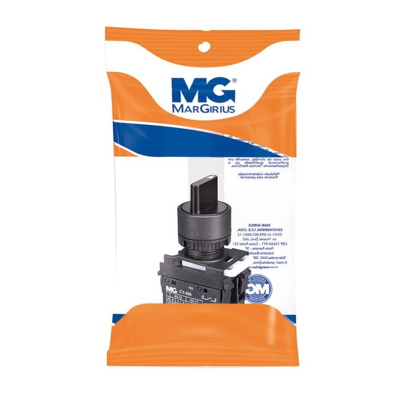 Comutador Rotativo Liga com Pulsador/Desliga/Liga com Pulsador 2NA