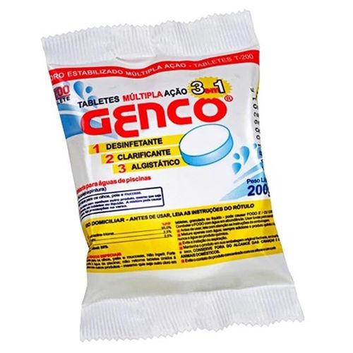 Pastilha de Cloro Aditivado Clarificante Algicida 3x1 200g Genco