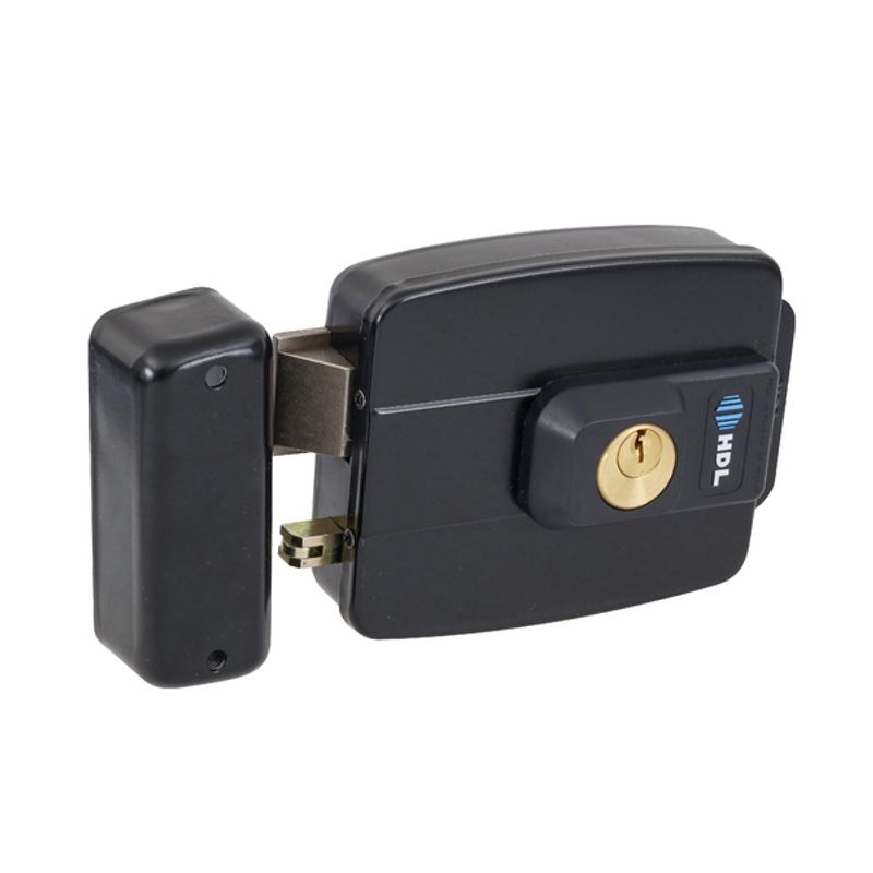 Fechadura Elétrica Dupla Fixa Abertura para Fora C90 12V Preta