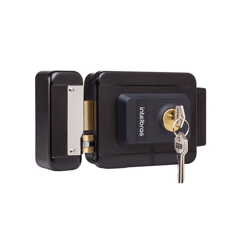 Fechadura Externa Elétrica de Cilindro Fixo FX2000 12V Preta