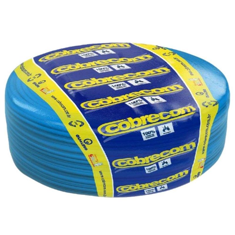 Cabo Flexível 6mm² 750V Azul Cobrecom 100  Metros
