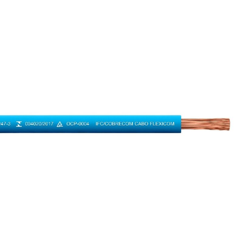 Cabo Flexível 6mm² 750V Azul Cobrecom 100  Metros