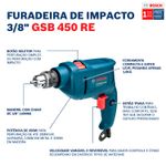 Furadeira de Impacto 3/8" (10mm) GSB450RE Kit X-line 34pcs 127V Bosch