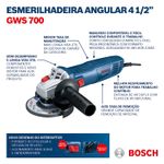 Esmerilhadeira Angular 4.1/2" (115mm) 710W GWS 700 220V Bosch