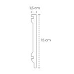 Rodapé Poliestireno Preto Frisado 15x1,5x240cm