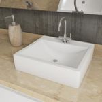 Cuba de Apoio Quadrada Branca 39,5cm Mármore Sintético MGM Ravena Plus