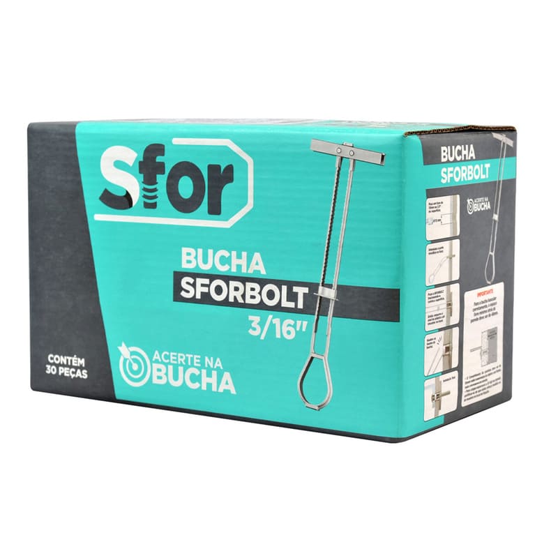 Bucha Toggler 3/16" com Parafuso 3/16x2.1/2" 30 Unidades