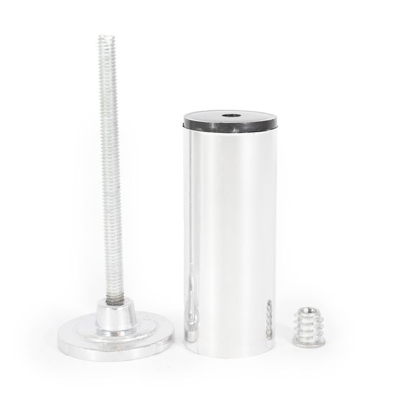 Pé Tubular para Móvel com Sapata e Bucha 125mm Alumínio Polido