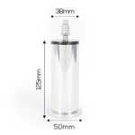 Pé Tubular para Móvel com Sapata e Bucha 125mm Alumínio Polido