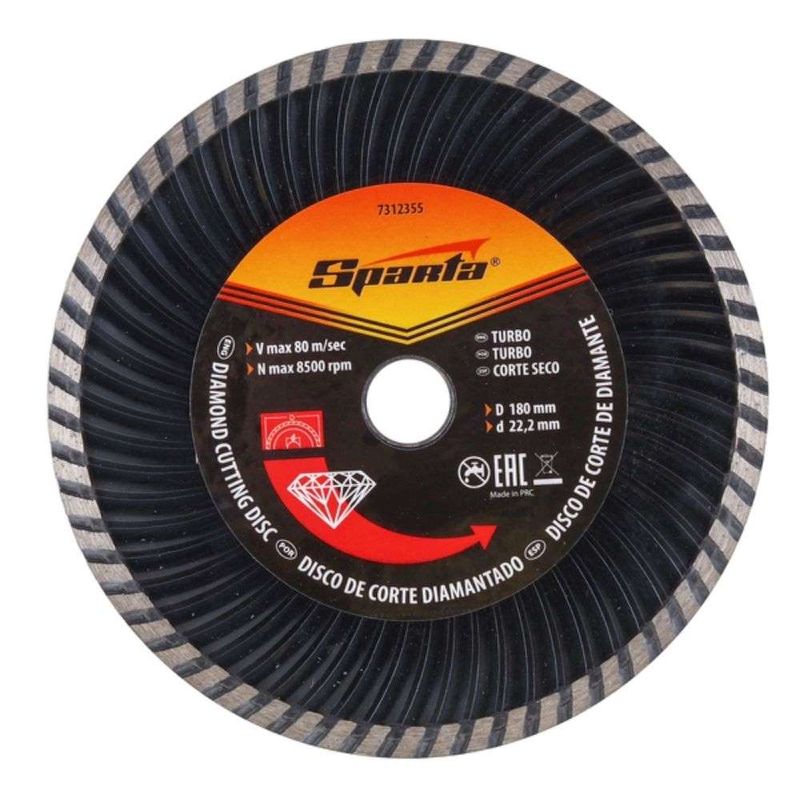 Disco de Corte Diamantado Turbo 7" 180x22,2mm Corte a Seco Sparta