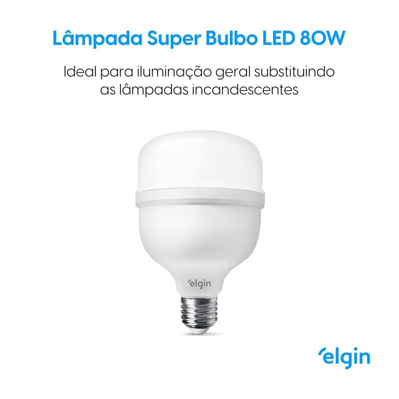 Lâmpada de LED Alta Potência 80W 8000 Lúmens E40 Biv Luz Branca