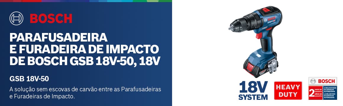 Parafusadeira e Furadeira de Impacto Bosch GSB 18V-50, 18V