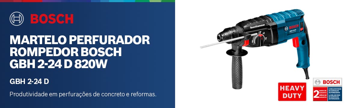 Martelo Perfurador Rompedor Bosch GBH 2-24 D 820W